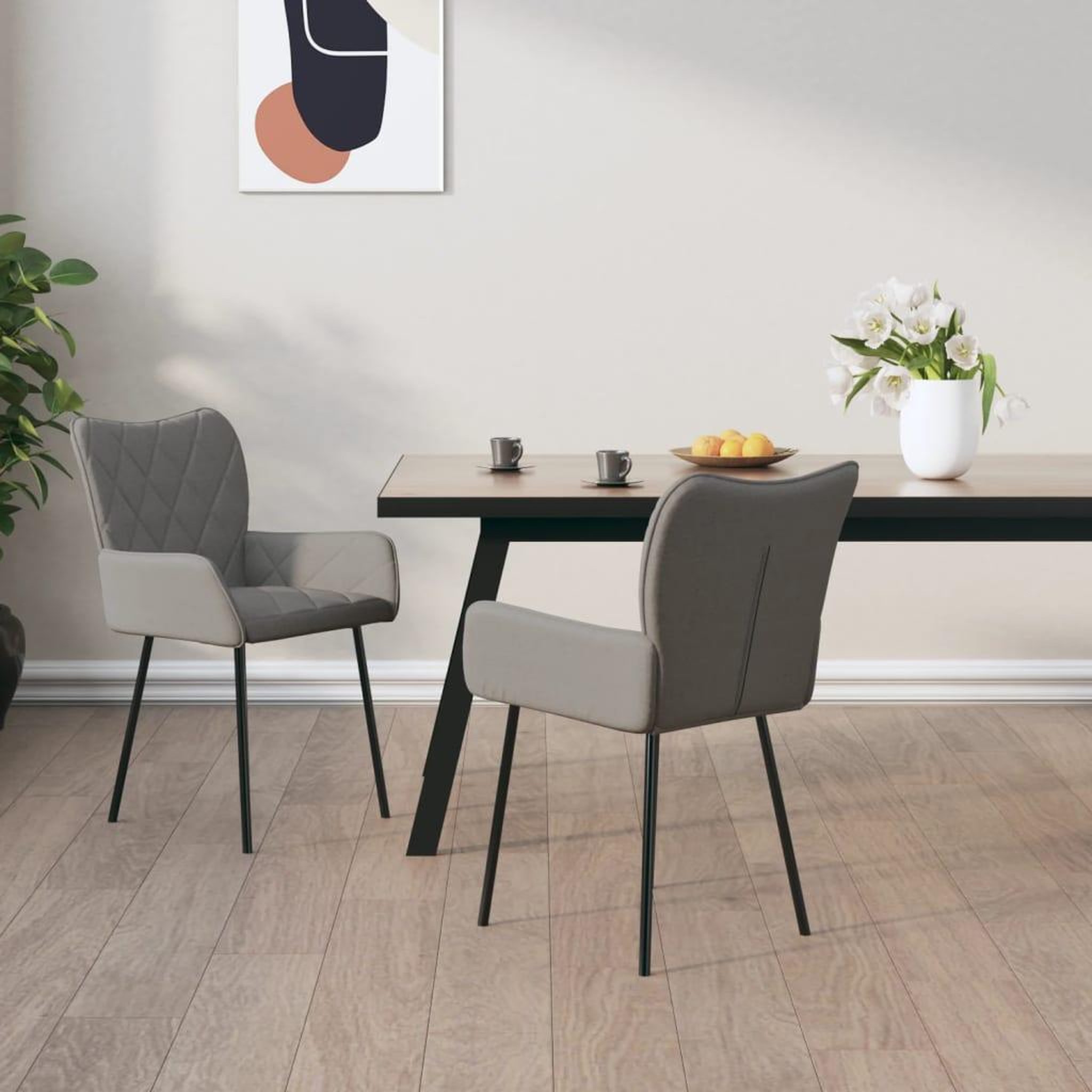 VIDAXL Chaises a manger lot de 2 gris clair tissu