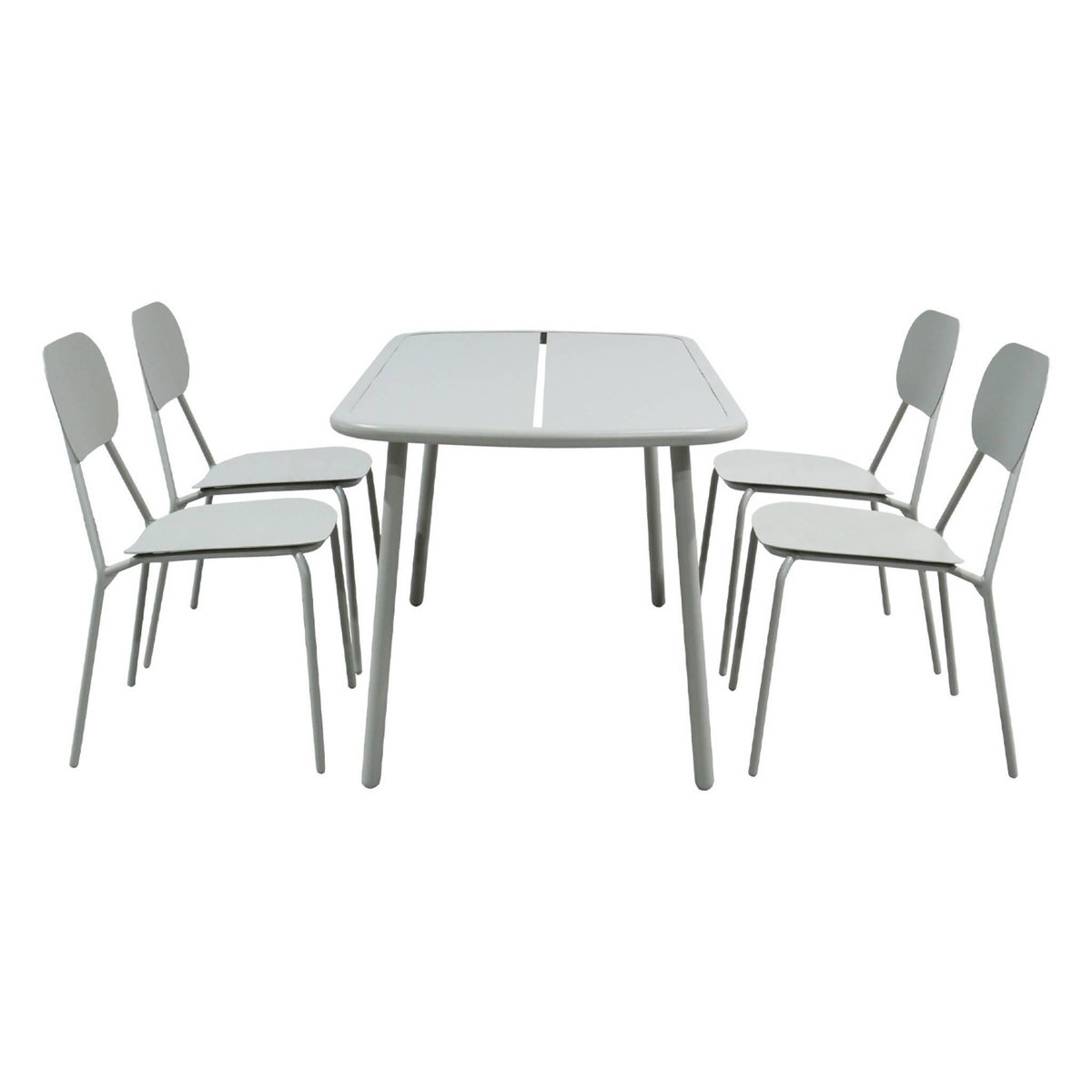SWEEEK Table de jardin aluminium + 4 assises gris - Avelia