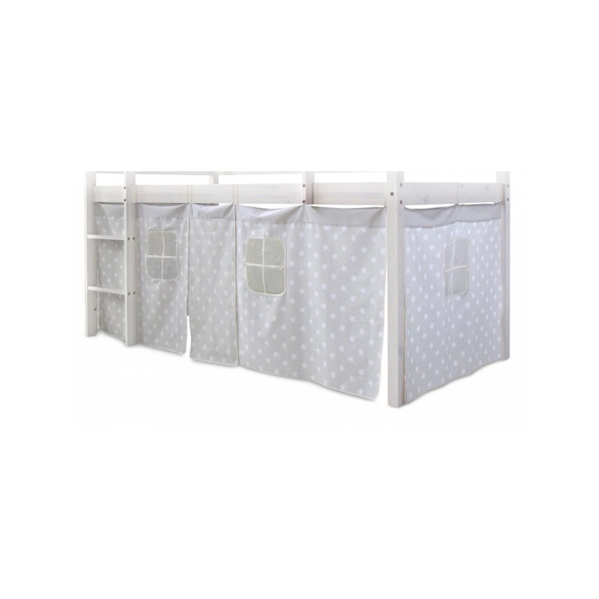 HomeStyle4U Rideau de lit pour lit mezzanine en coton Etoiles grises