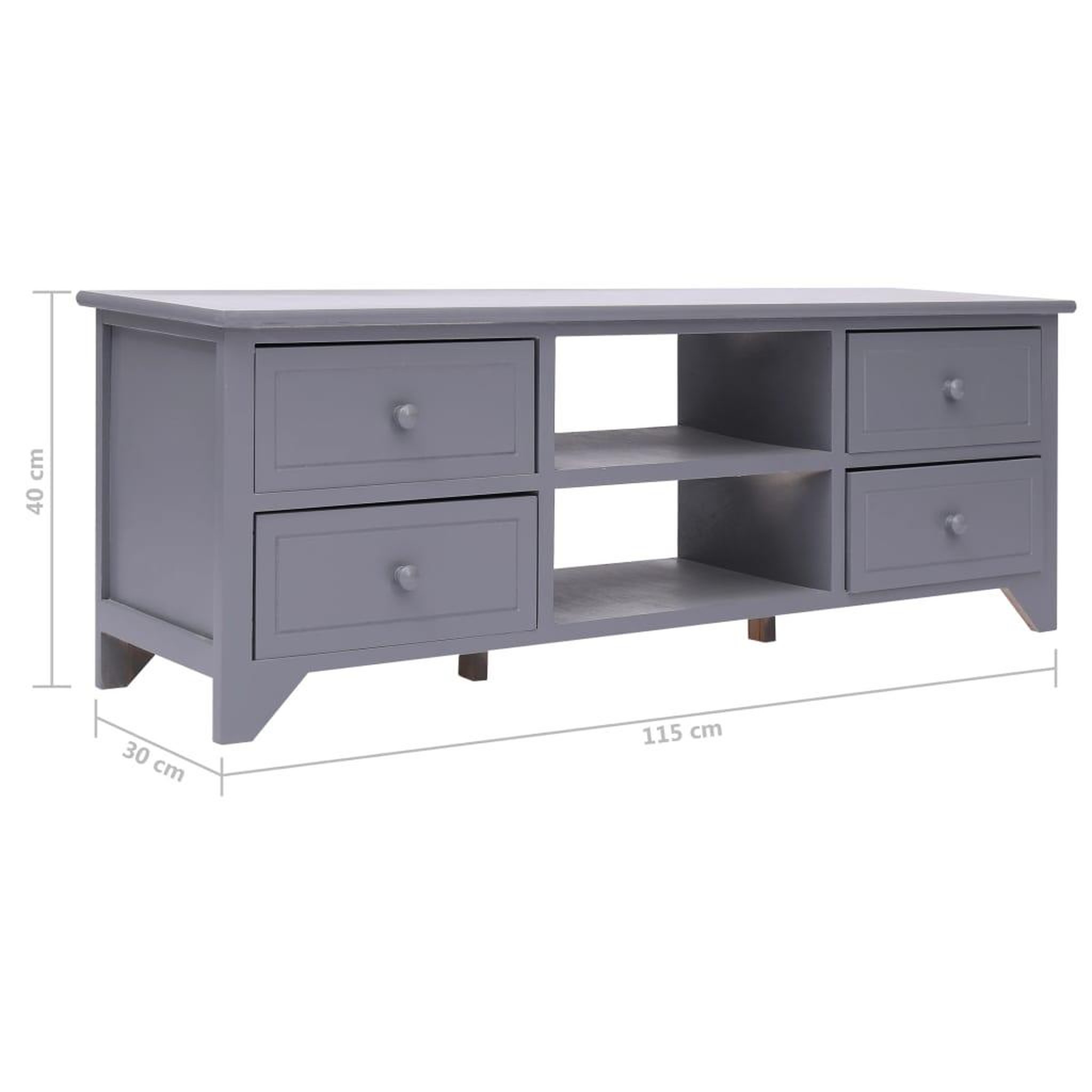 Voir la diapositive 6 : VIDAXL Meuble TV Gris 115x30x40 cm Bois de Paulownia