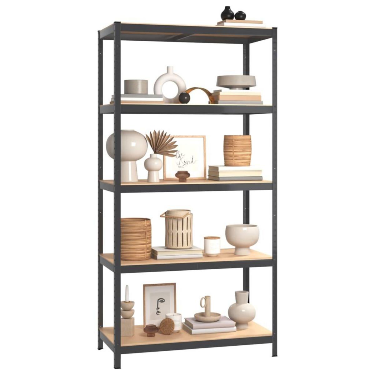 VIDAXL Etagere de rangement 5 niveaux Anthracite Acier bois ingenierie