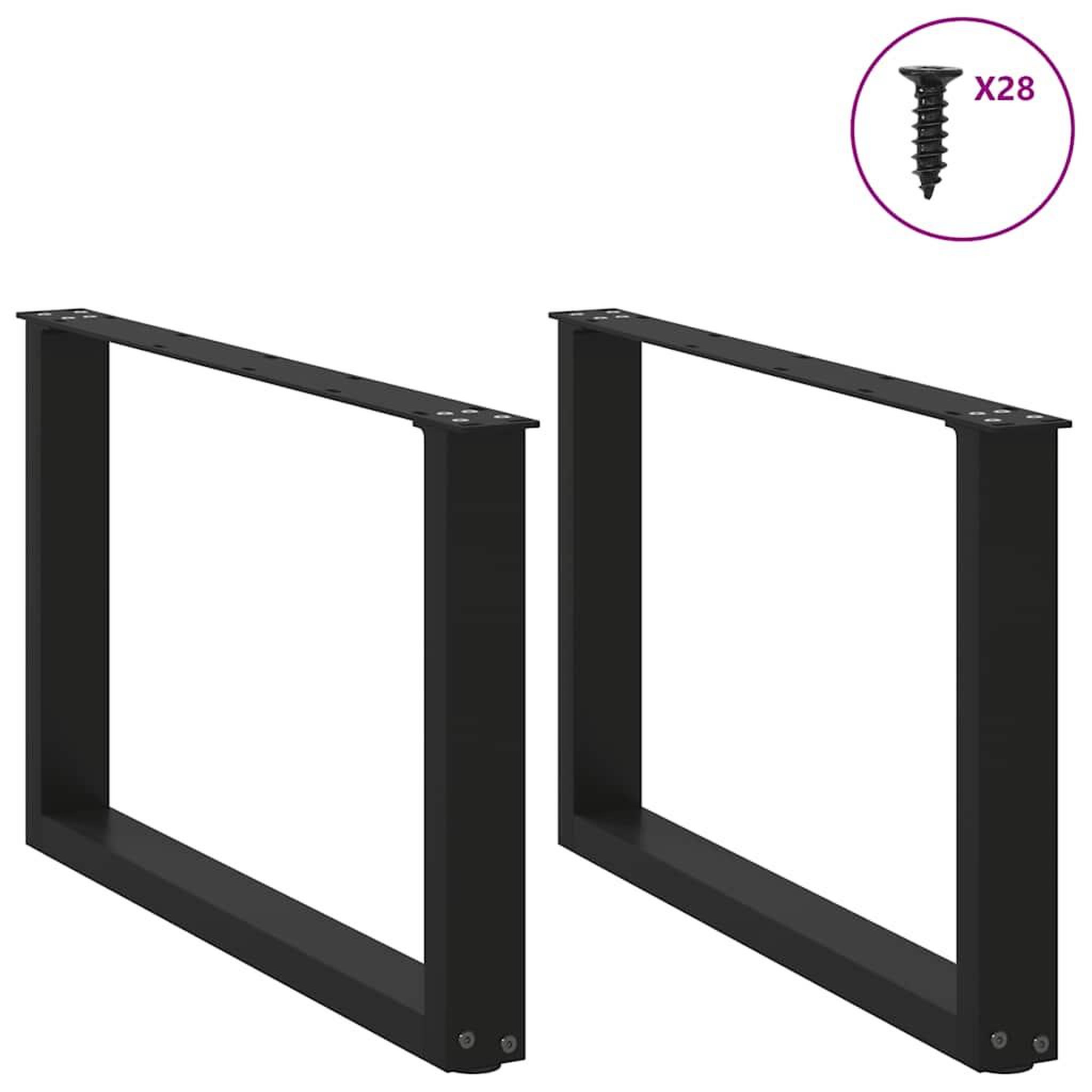 Voir la diapositive 3 : VIDAXL Pieds de table basse forme de U 2 pcs noir 70x(42-43) cm acier