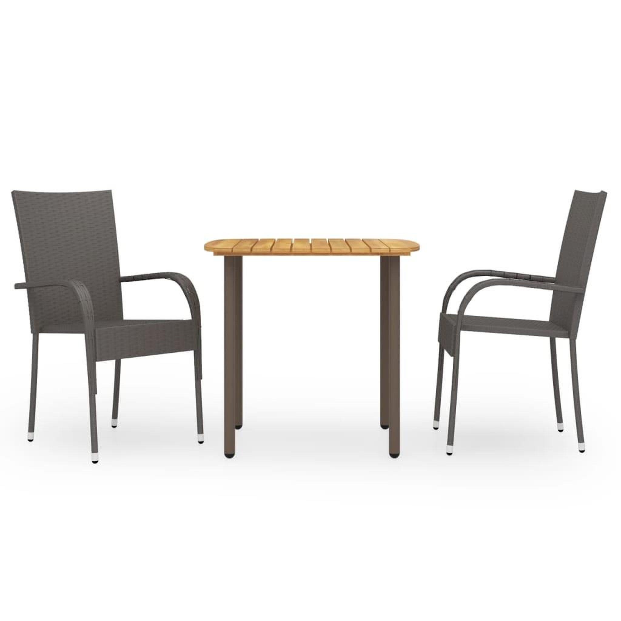 Voir la diapositive 1 : VIDAXL Ensemble a manger de jardin 3pcs Resine tressee Marron