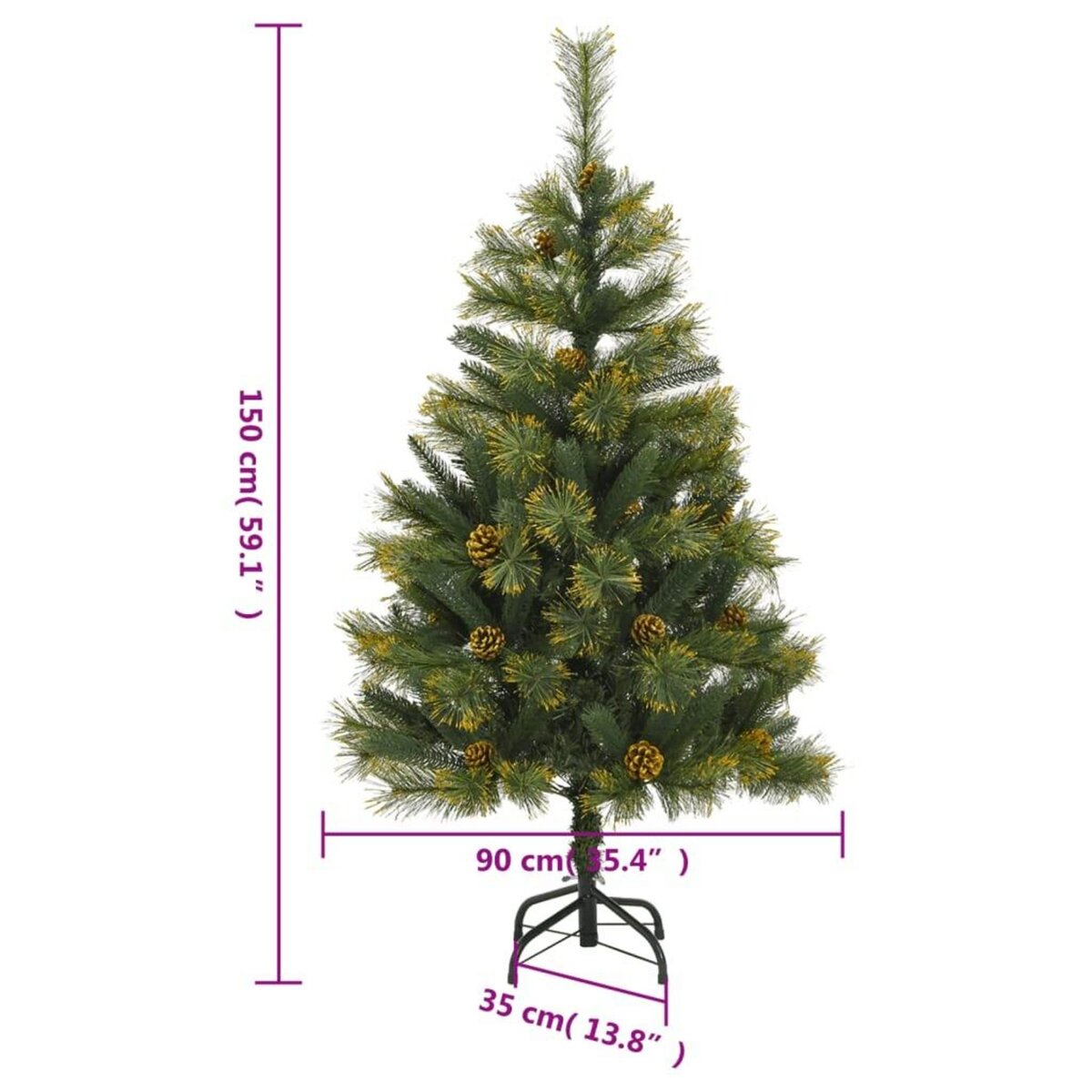 VIDAXL Sapin de Noël artificiel articule avec pommes de pin 150 cm