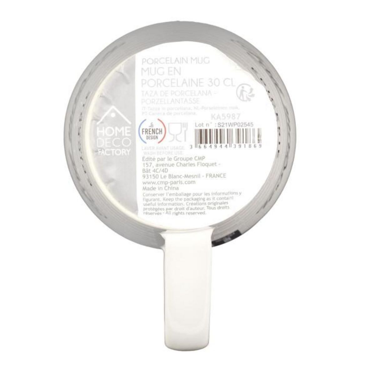 Paris Prix Lot de 6 Mugs en Porcelaine  Brooklyn  30cl Blanc