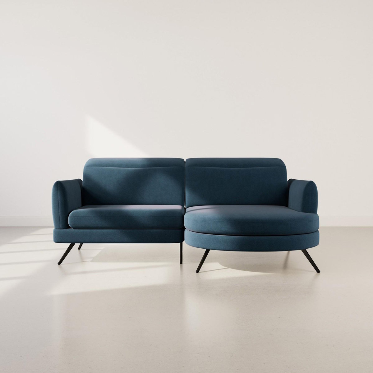 LISA DESIGN Terry - canapé d'angle droit 4 places avec têtières réglables en tissu texturé