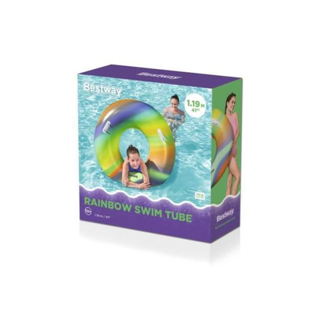 BESTWAY Bouée gonflable - BESTWAY - Rainbow - Diametre 119 cm - Multicolore - Pour enfants a partir de 6 ans