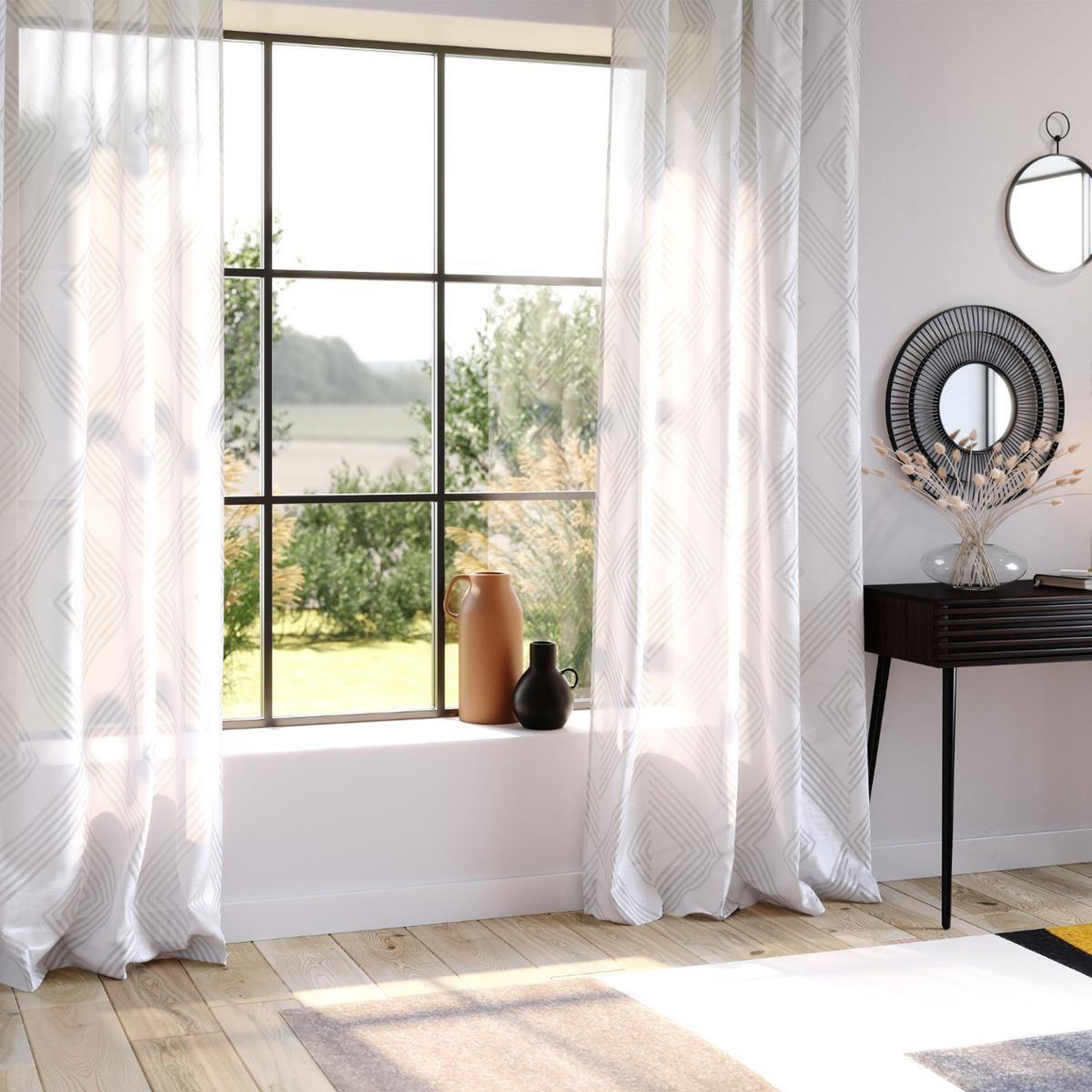 ATMOSPHERA Rideau voilage jacquard  enzo  140x260cm blanc