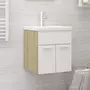 VIDAXL Armoire d'evier avec lavabo integre blanc et chene sonoma