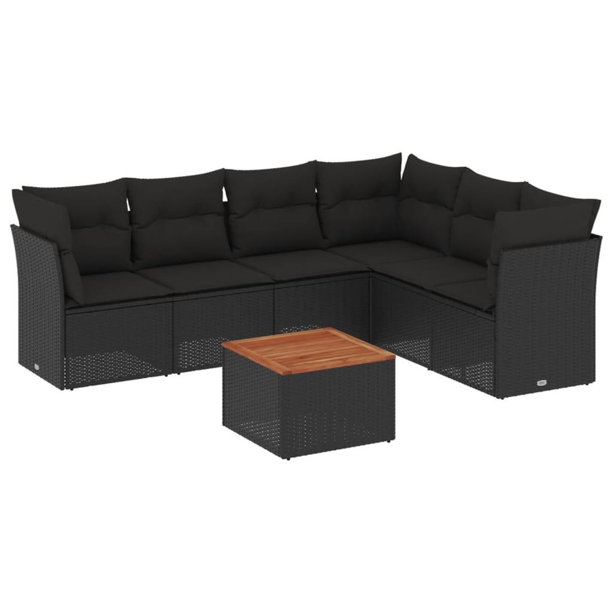 Voir la diapositive 2 : VIDAXL Salon de jardin 7 pcs avec coussins noir resine tressee