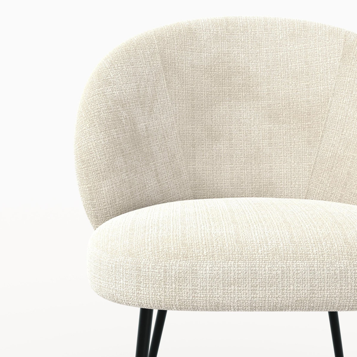 Rendez vous déco Chaise en velours chenillé écru et métal noir-Bloomy