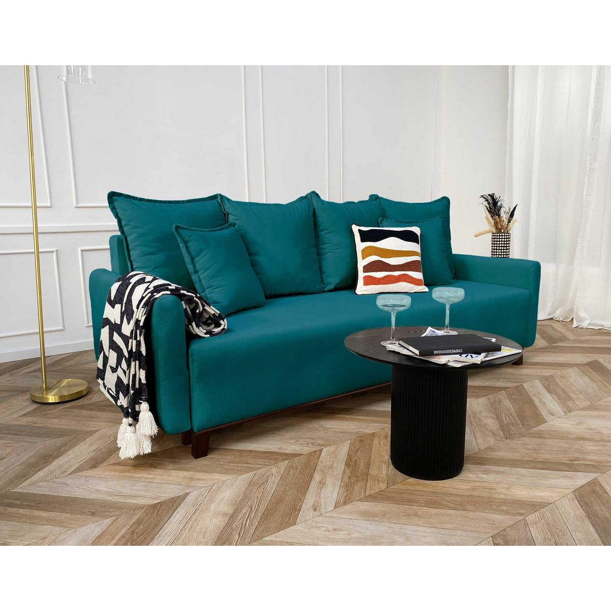 LISA DESIGN Apia - canapé 3 places - convertible avec coffre - en velours