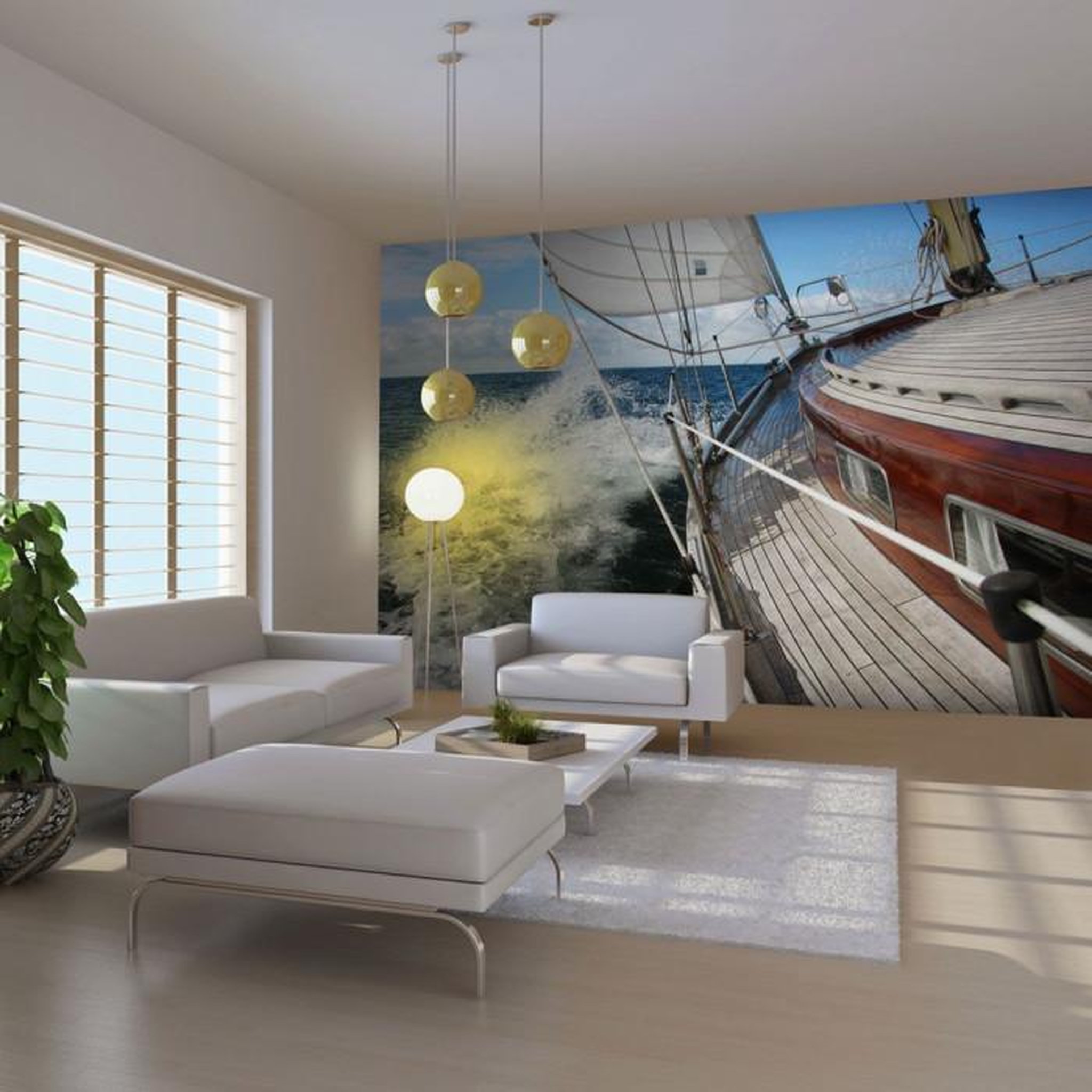Paris Prix Papier Peint  Croisière en Bateau dans la Mer Ahoj!. Coloris disponibles : Multicolore