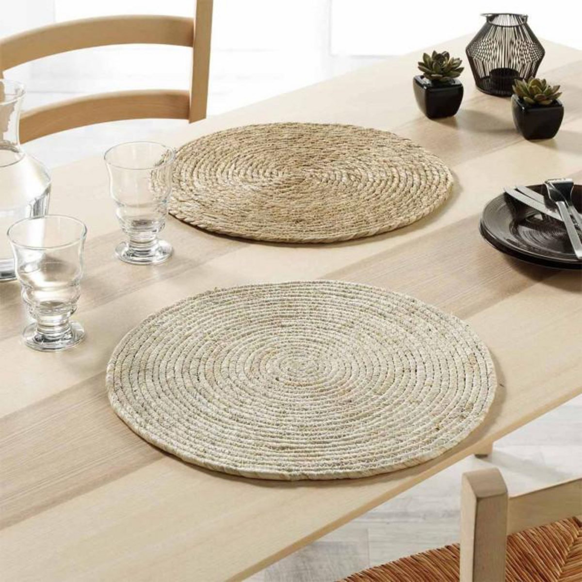 Paris Prix Set de Table Rond  Paille de Jonc  38cm Naturel