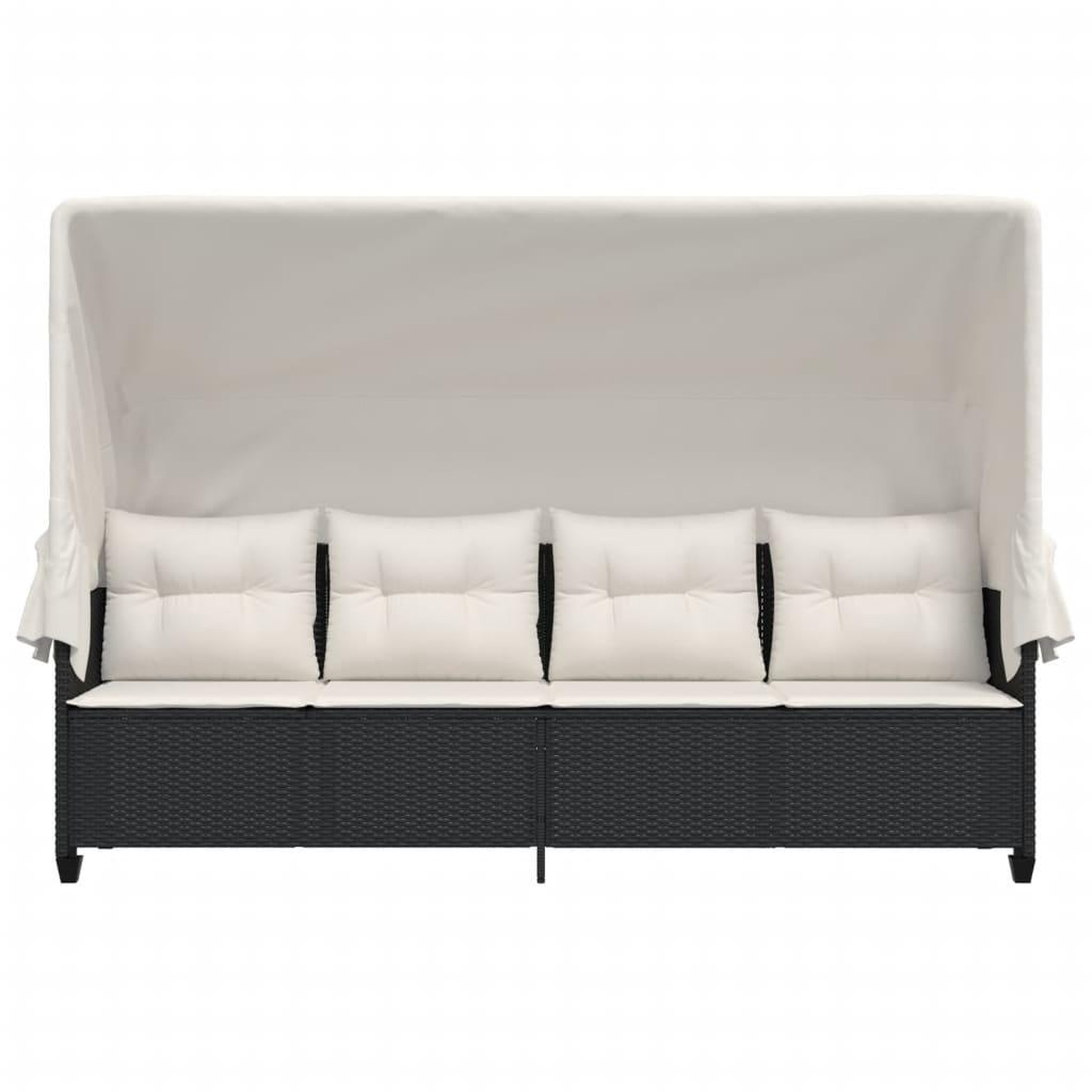 Voir la diapositive 5 : VIDAXL Chaise longue avec auvent et coussins noir resine tressee