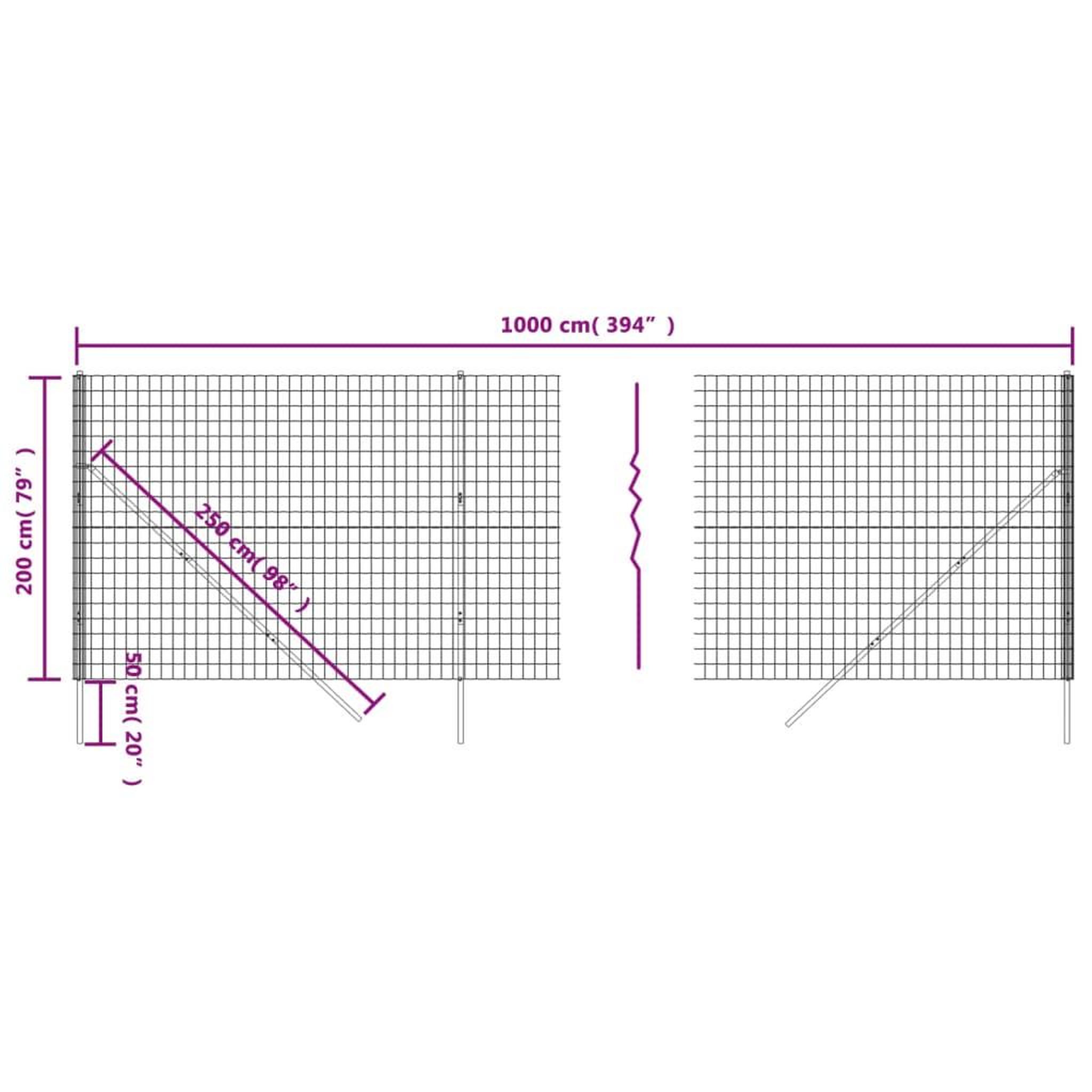 Voir la diapositive 5 : VIDAXL Cloture en treillis metallique anthracite 2x10 m