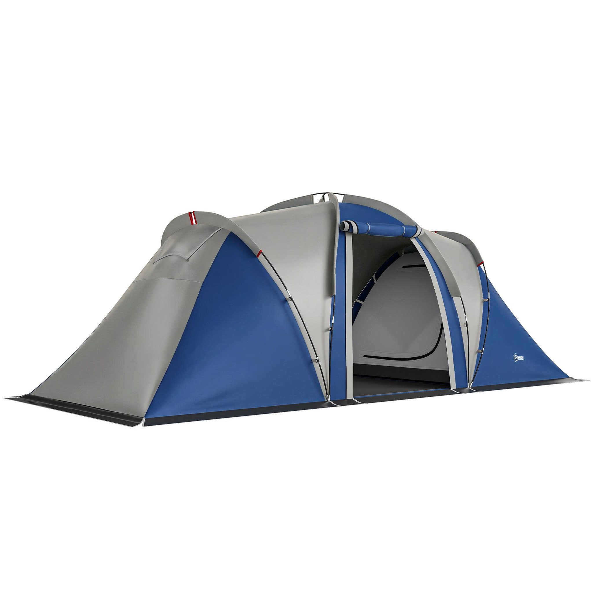 Voir la diapositive 5 : OUTSUNNY Tente de camping tunnel familiale 4-5 pers. Imperméable 3000mm - 550x220x190cm - bleu