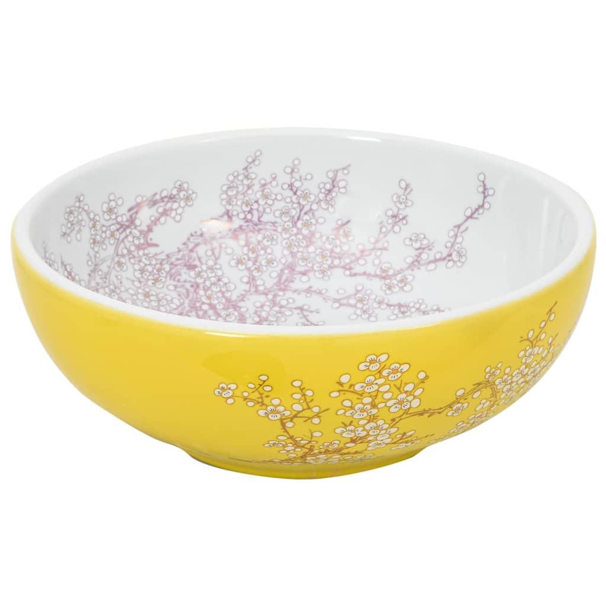 Voir la diapositive 3 : VIDAXL Vasque a poser blanc et jaune rond Φ41x14 cm ceramique