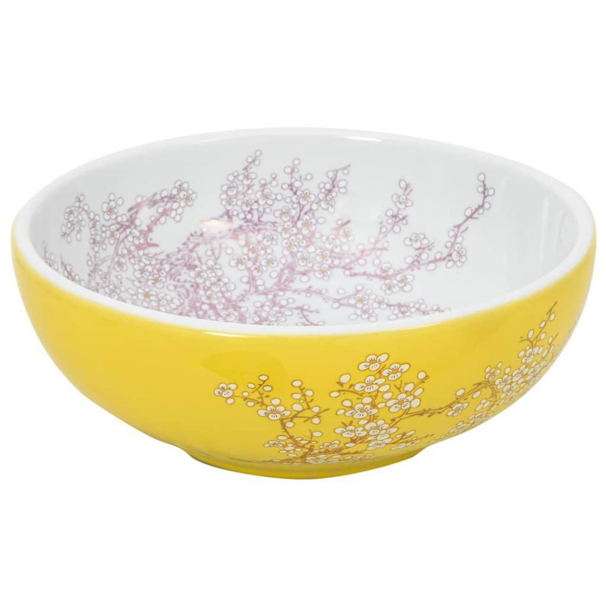 VIDAXL Vasque a poser blanc et jaune rond Φ41x14 cm ceramique