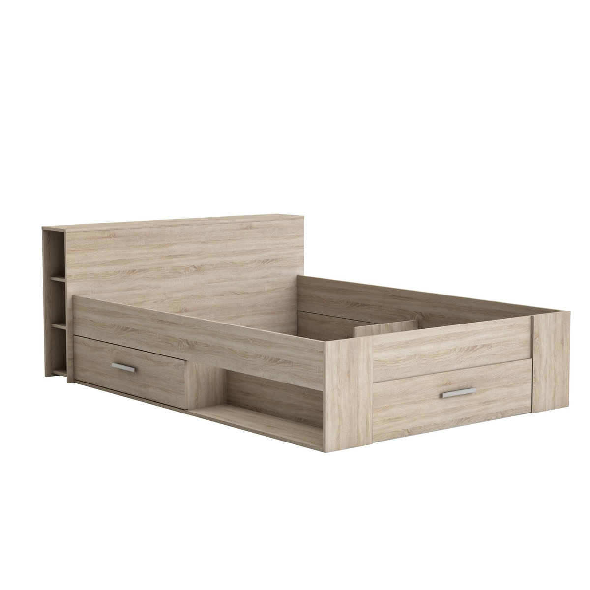 Lit 140 x190 cm avec tête de lit et rangements ILIAN