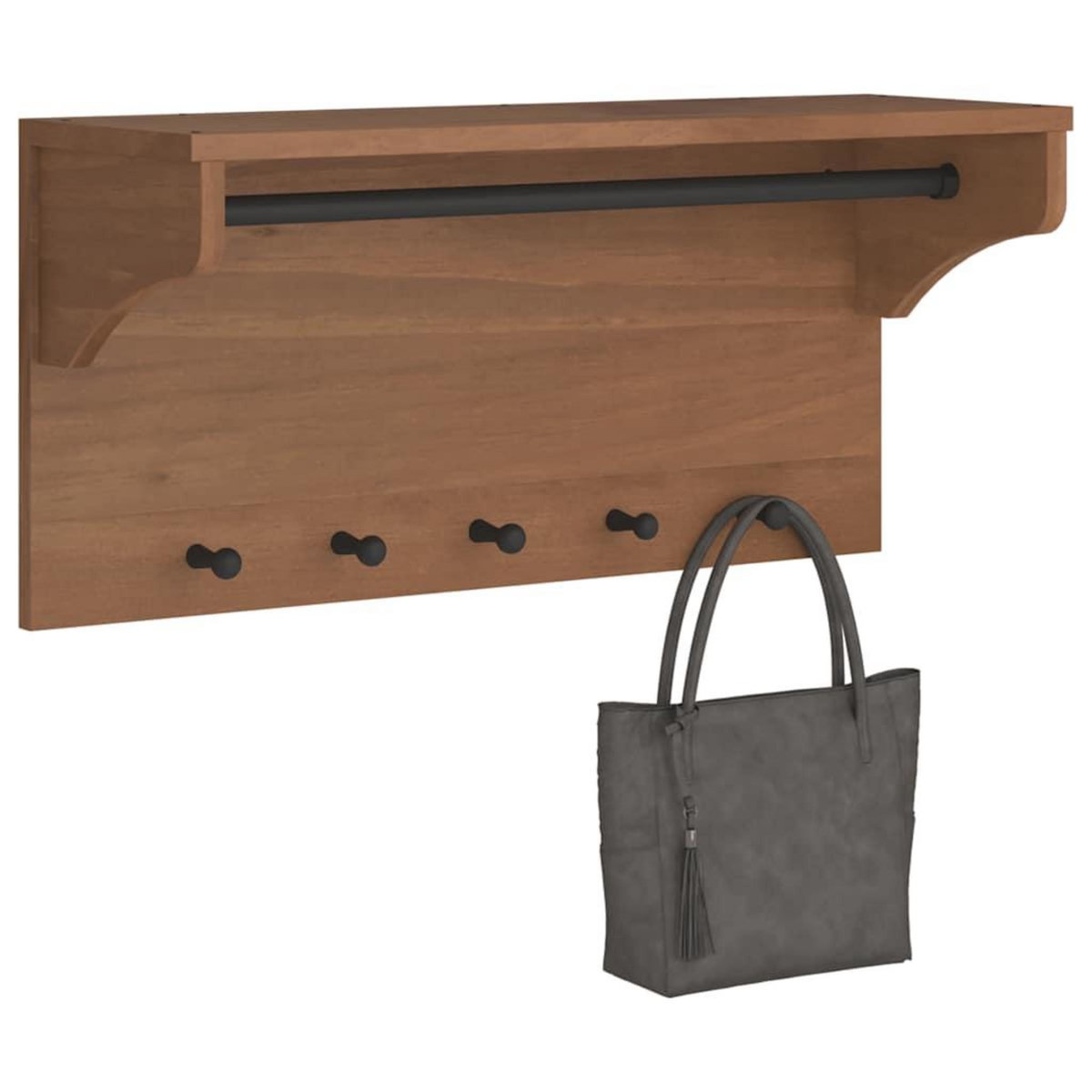 VIDAXL Porte-manteau mural SANDNES 87x30x42 cm bois massif pin
