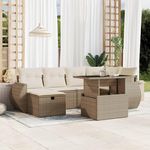 VIDAXL Salon de jardin avec coussins 7 pcs beige resine tressee