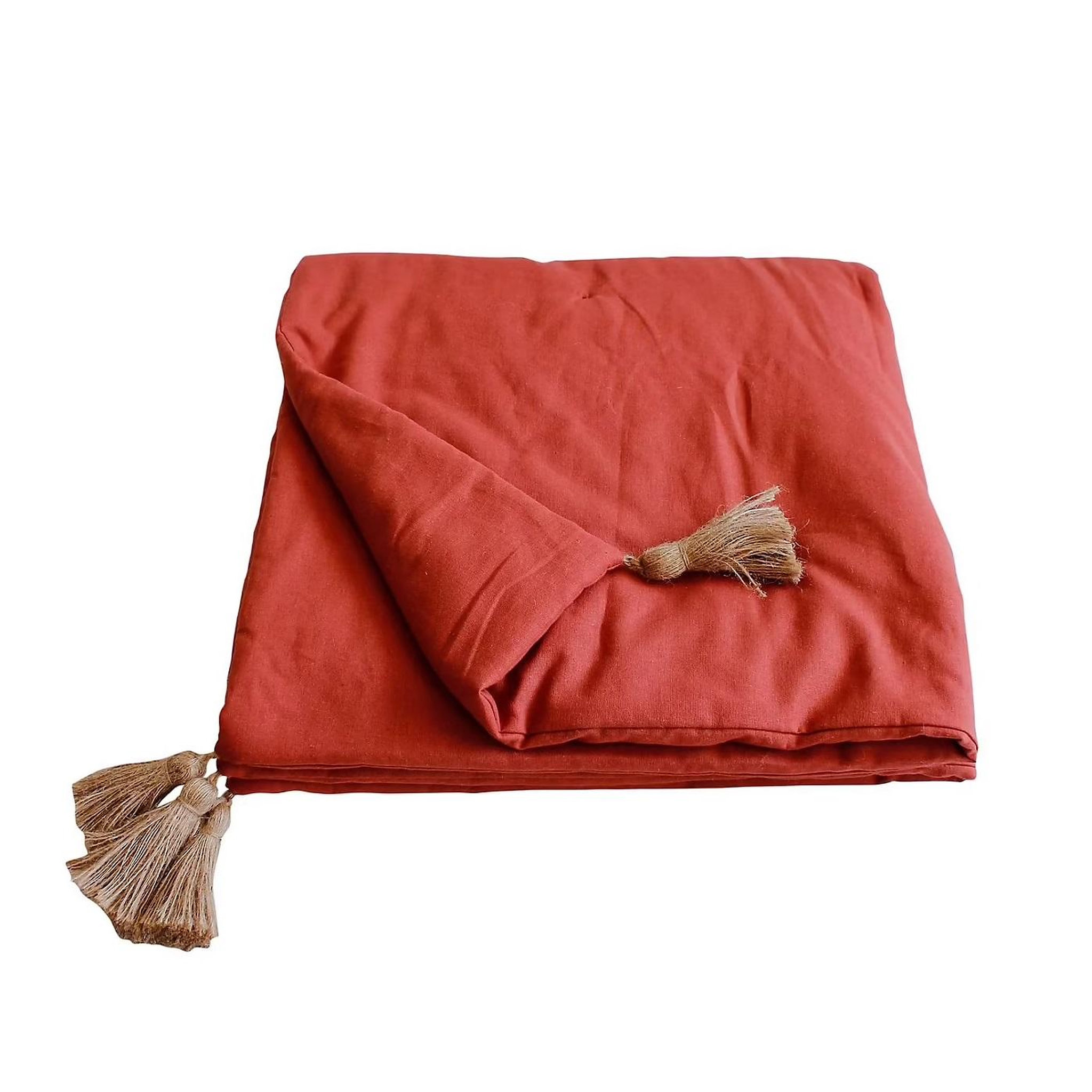 Eden Edredon bout de lit en coton avec pompons cocon. Coloris disponibles : Orange