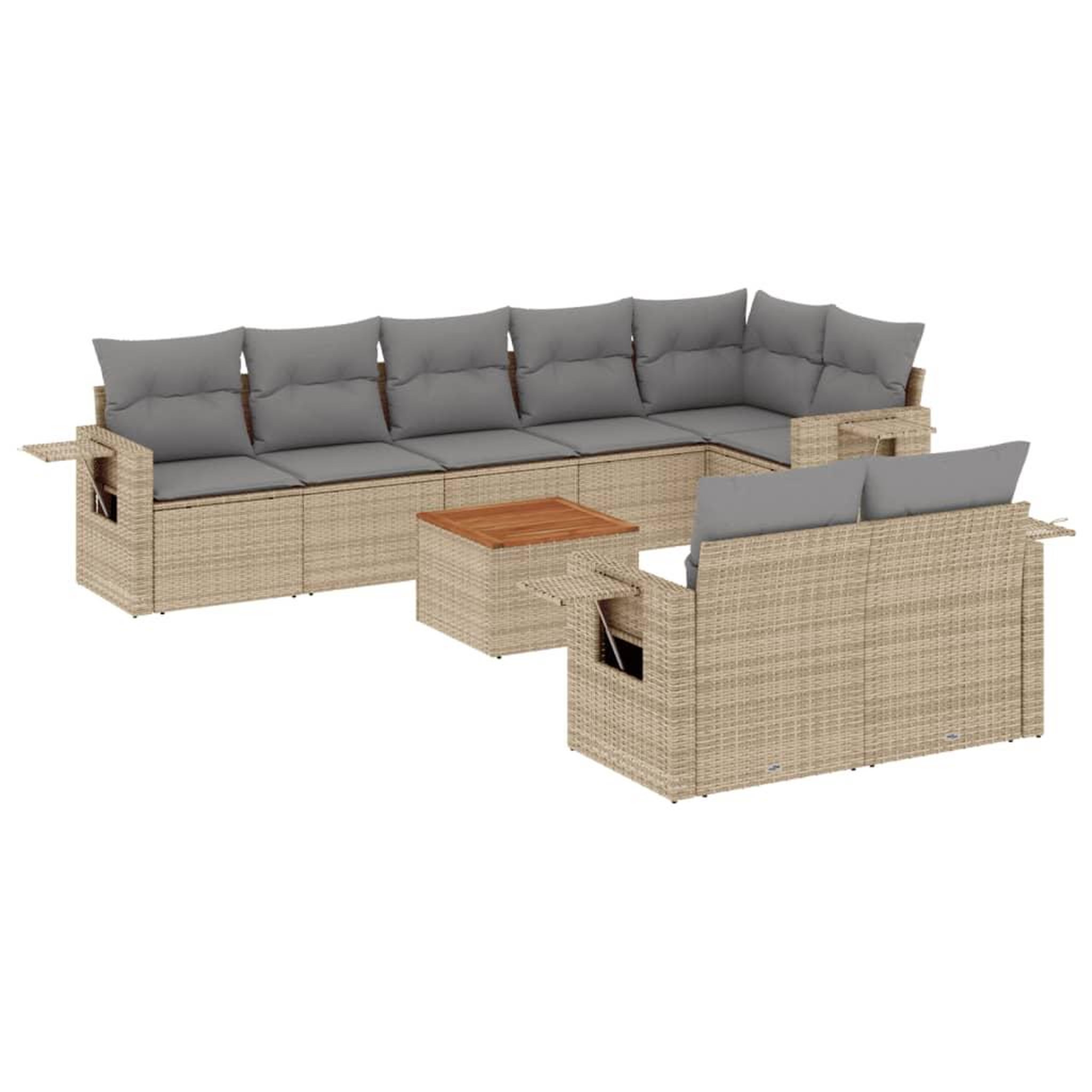Voir la diapositive 2 : VIDAXL Salon de jardin avec coussins 9pcs melange beige resine tressee