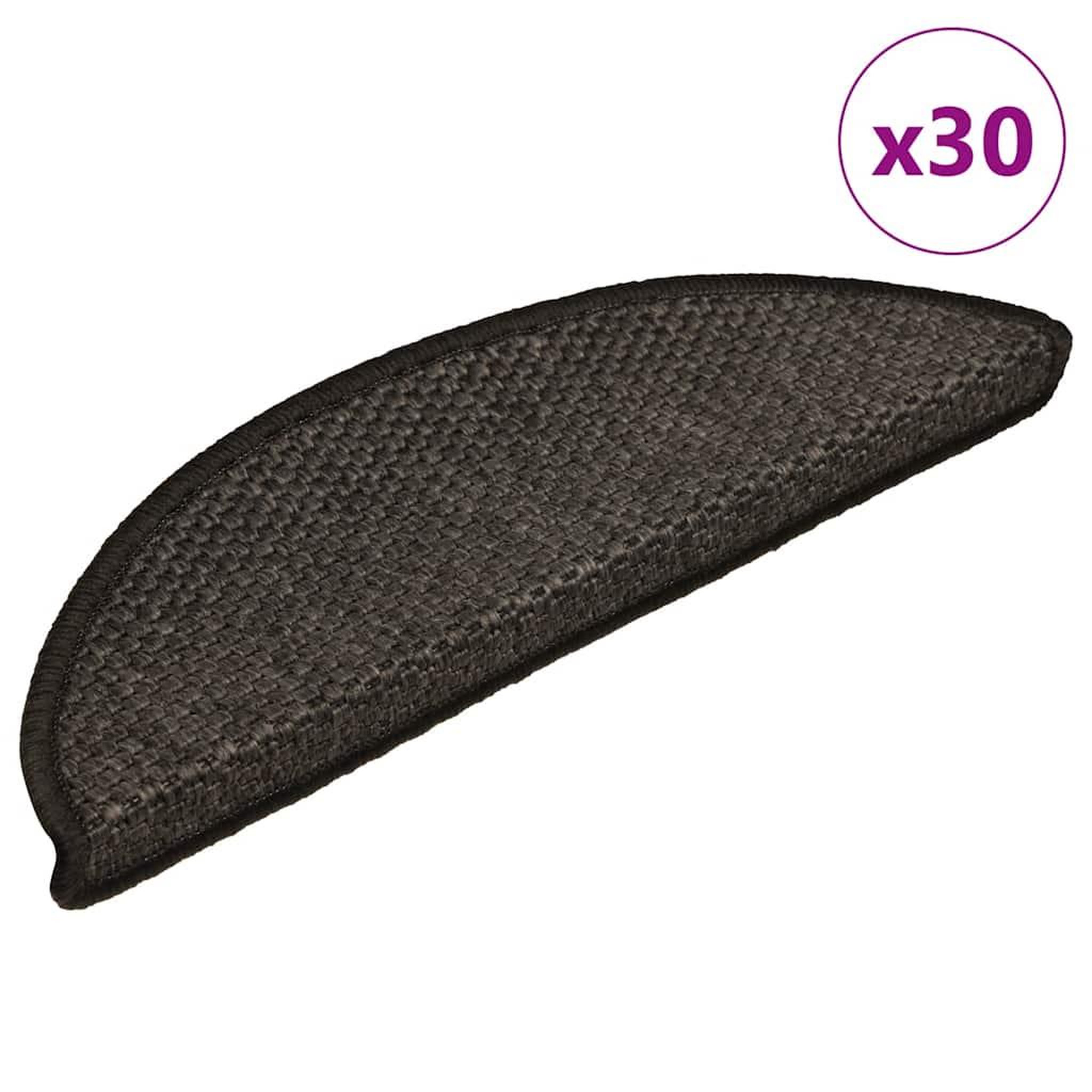 VIDAXL Tapis d'escalier autocollants 30 pcs 56x17x3 cm anthracite