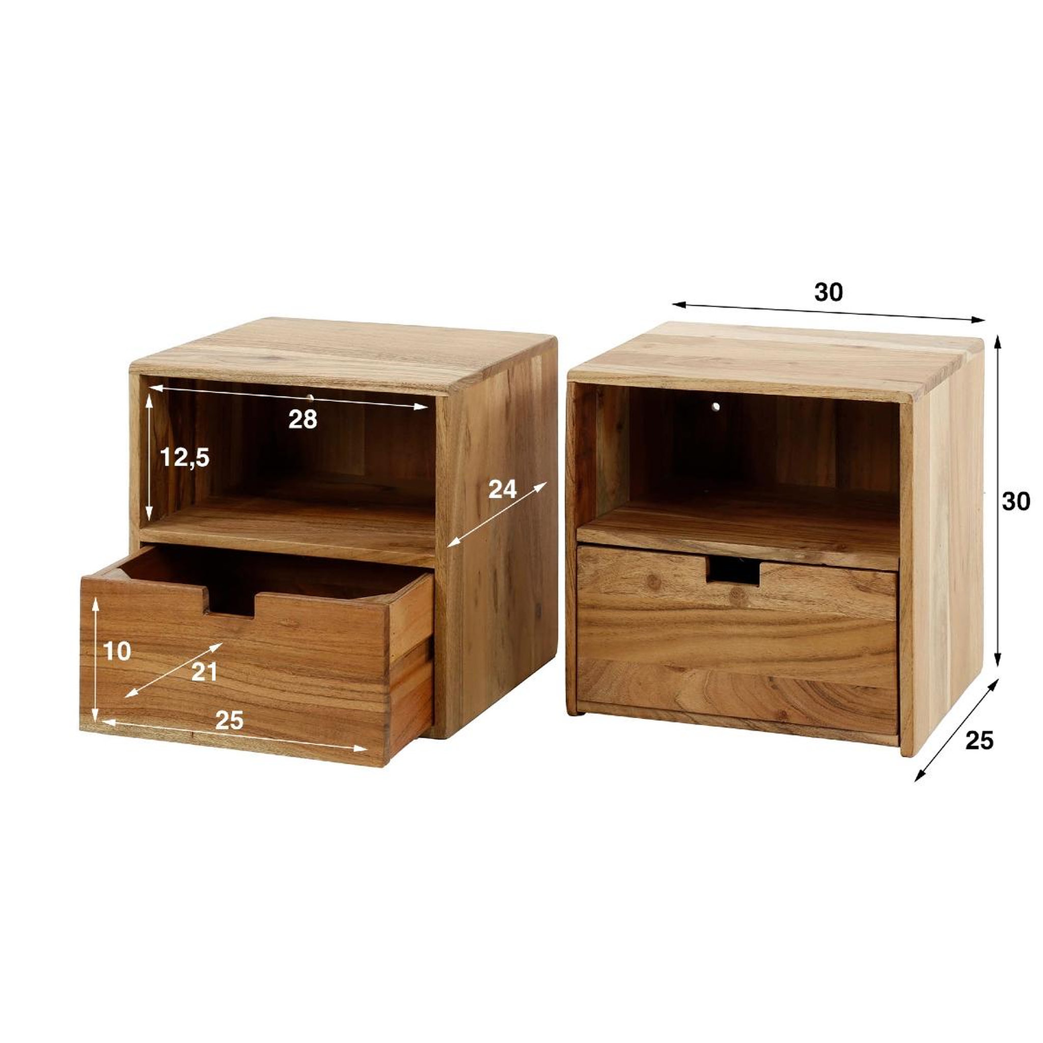 Voir la diapositive 5 : JLC KREATION Table de chevet en bois massif talf murale 1t (lot de 2)
