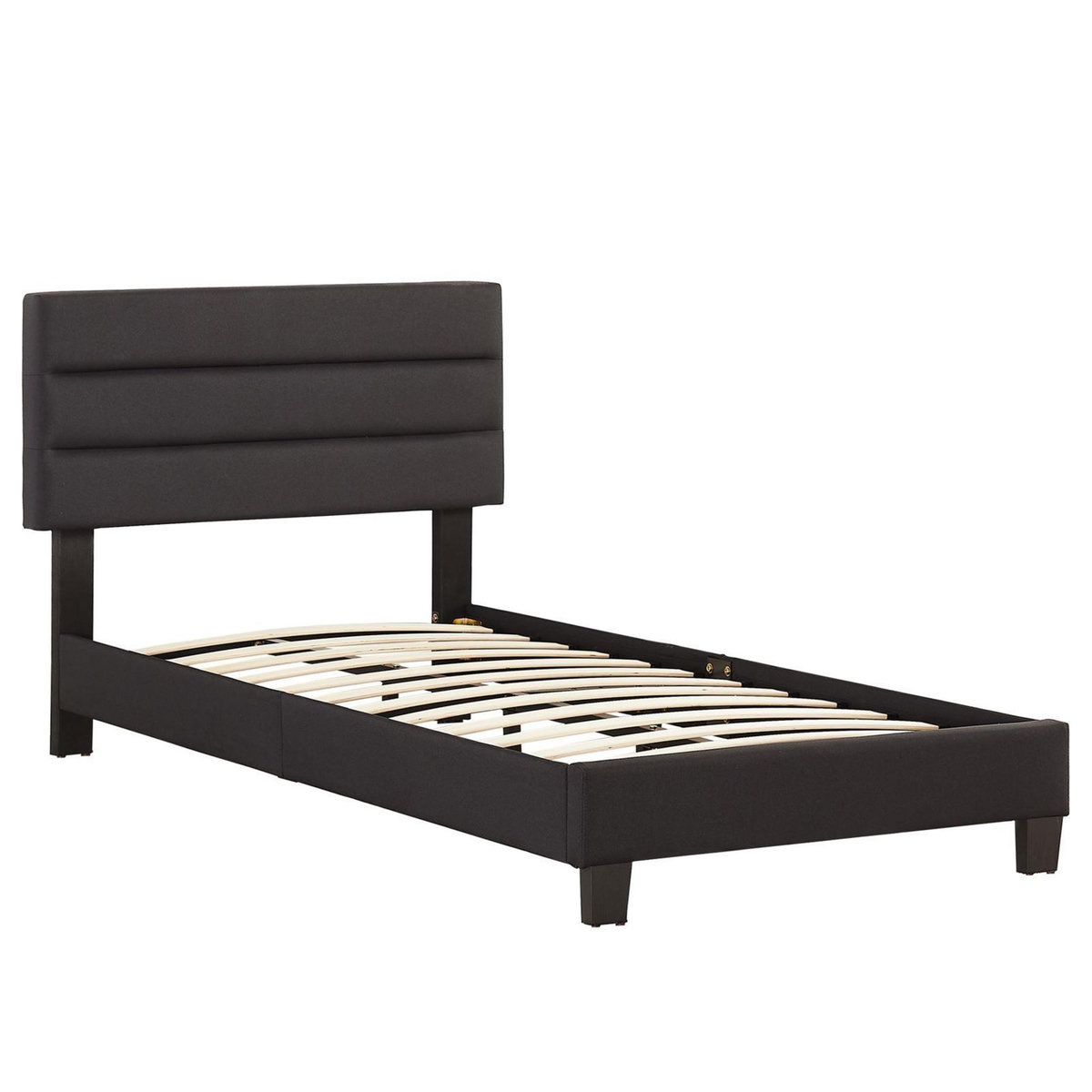 IDIMEX Lit 1 place FLORIDA, 90 x 190 cm, capitonné avec sommier, revêtement en tissu