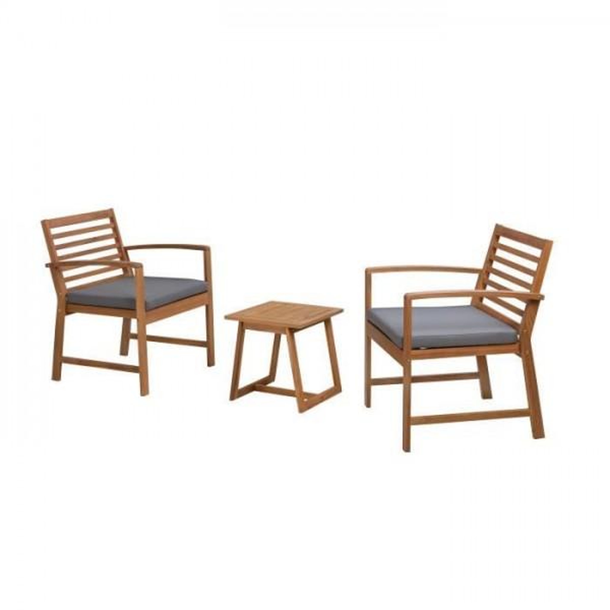 Voir la diapositive 3 : MARKET24 Salon de jardin en bois d'Acacia FSC avec coussins - 2 personnes - Cali - Gris
