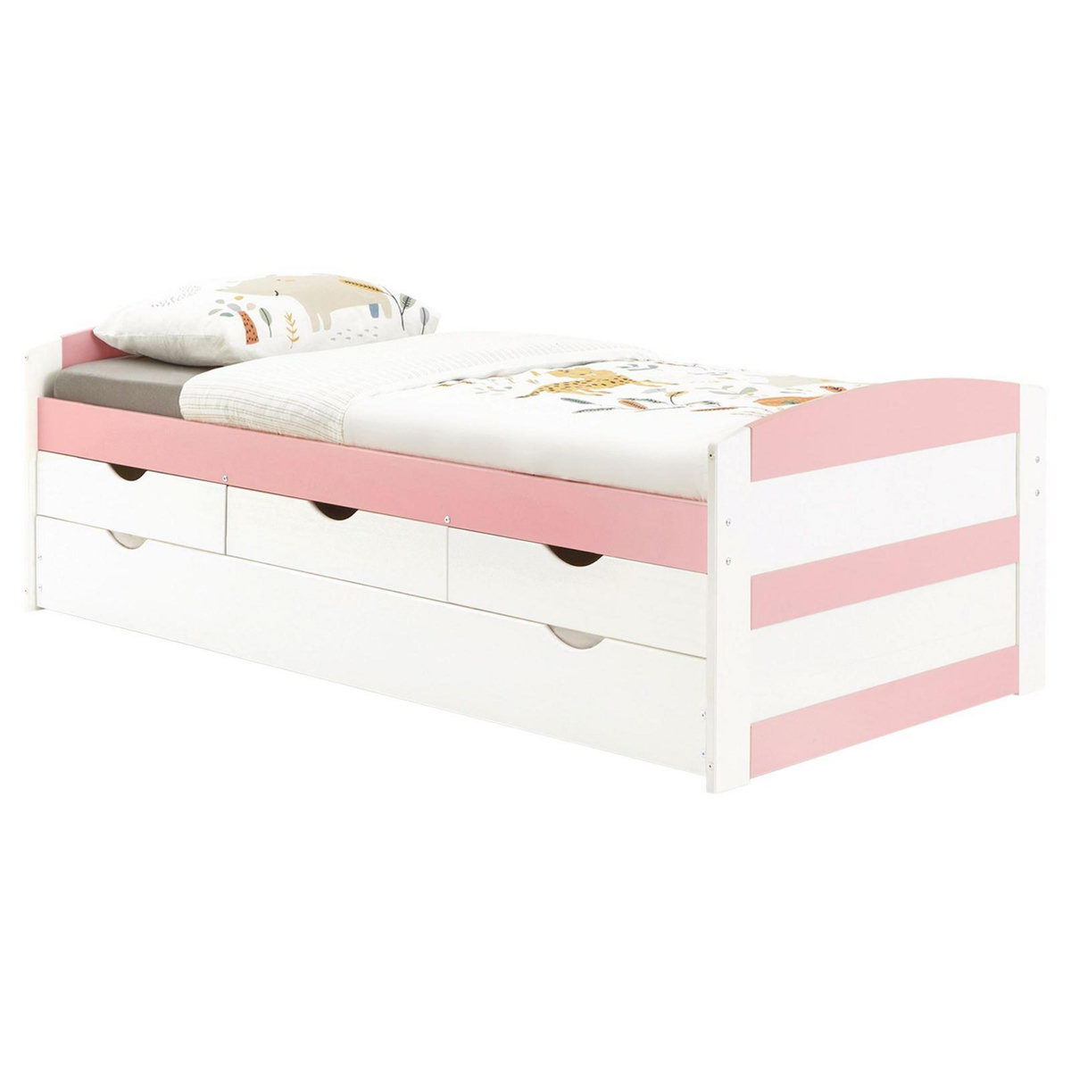 IDIMEX Lit gigogne avec rangements JESSY, 90 x 190 cm en pin massif