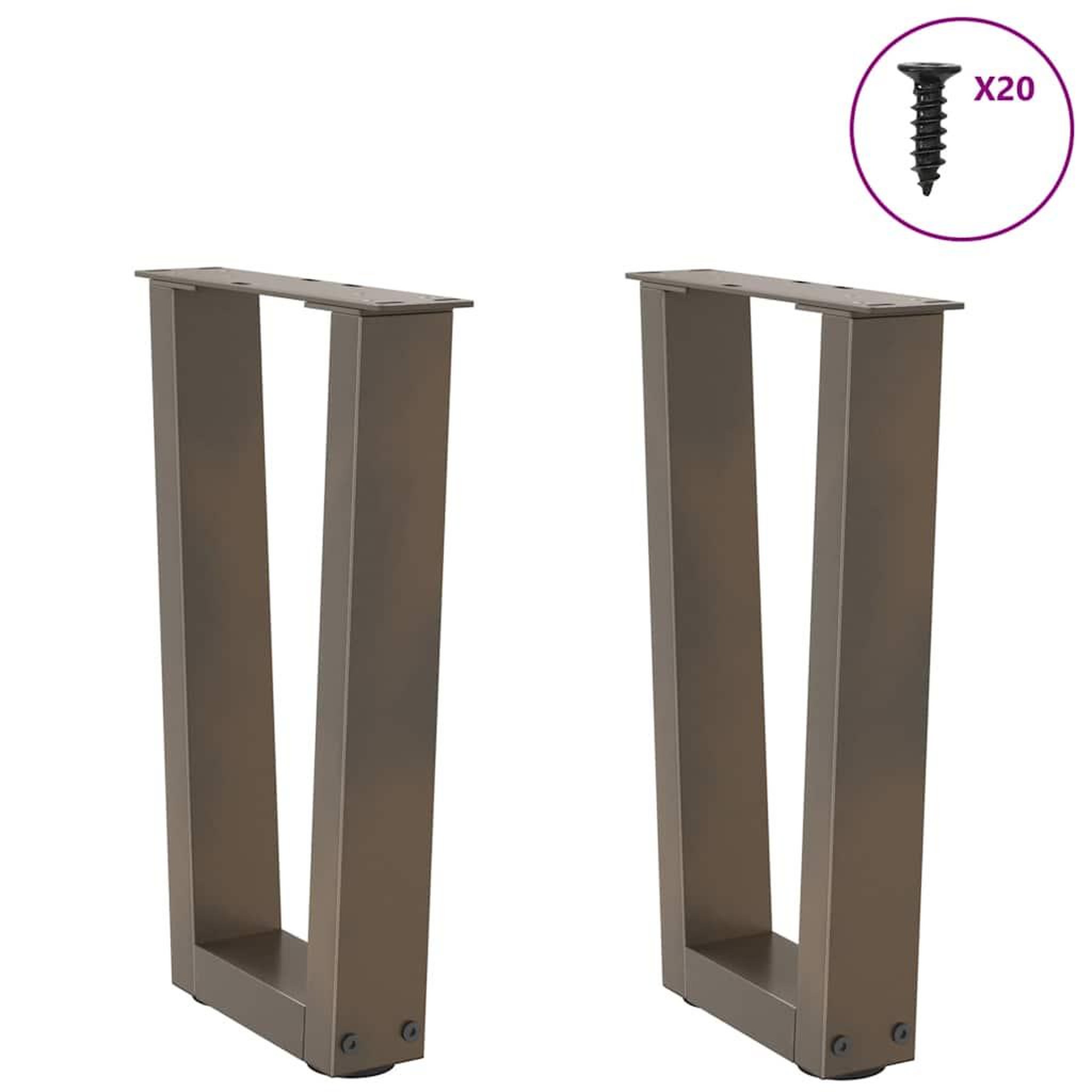 Voir la diapositive 3 : VIDAXL Pieds de table a manger en forme de V 2 pcs acier naturel acier
