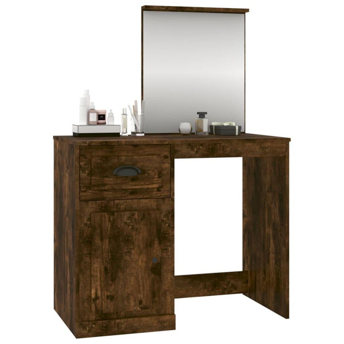 VIDAXL Coiffeuse et miroir chene fume 90x50x132,5 cm bois d'ingenierie