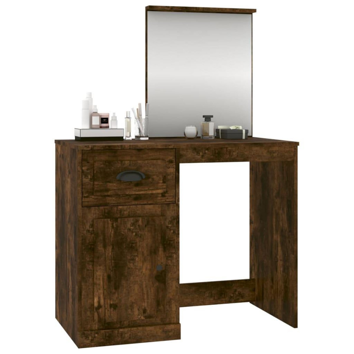 VIDAXL Coiffeuse et miroir chene fume 90x50x132,5 cm bois d'ingenierie