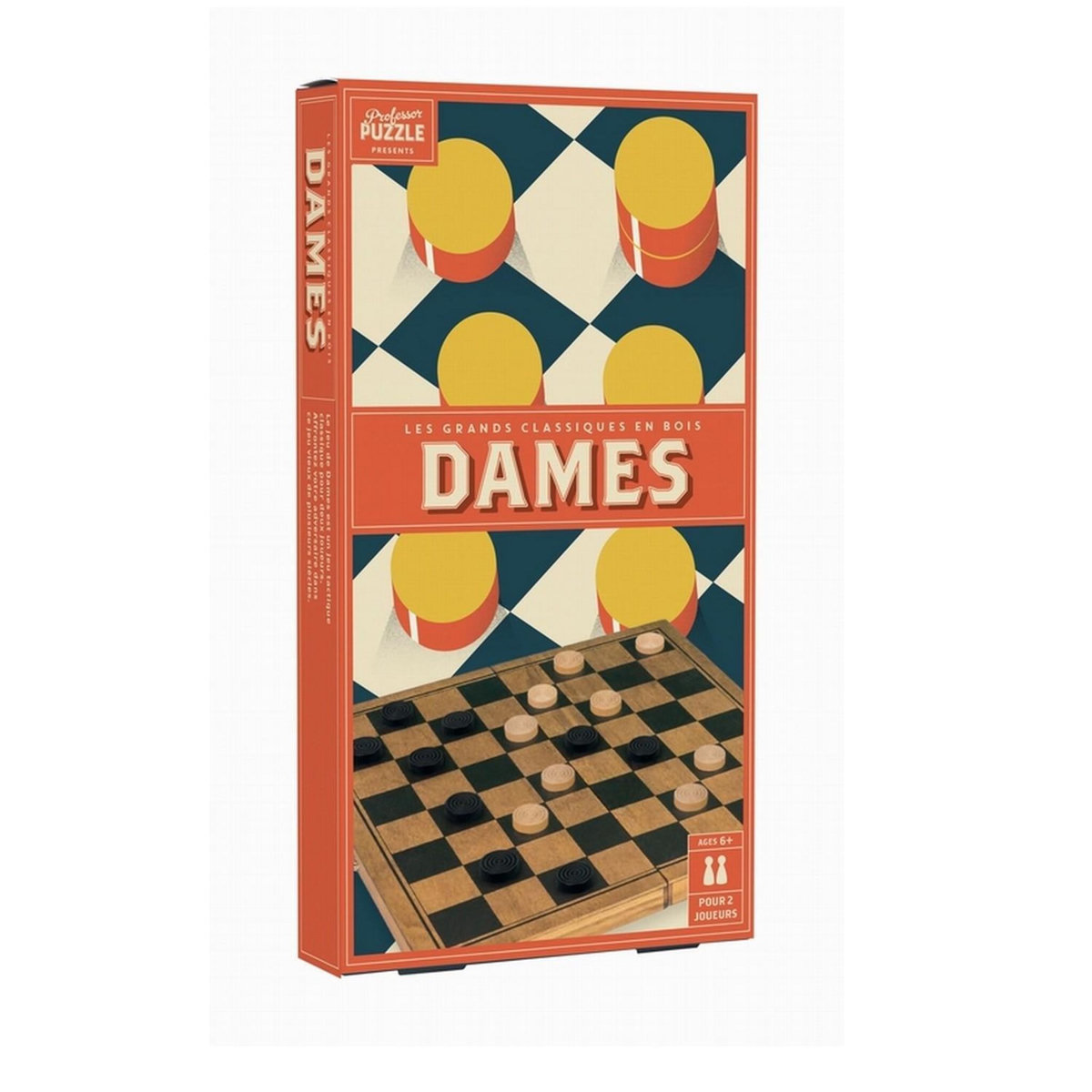 Professor Puzzle Jeu de dames en bois vintage