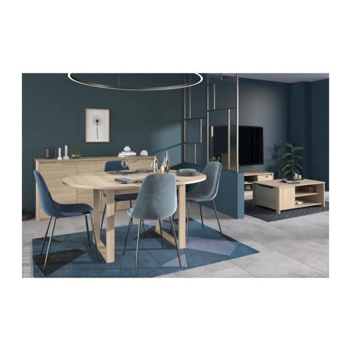 PARISOT Ensemble buffet et table ronde extensible - BETTY - Chene - PARISOT