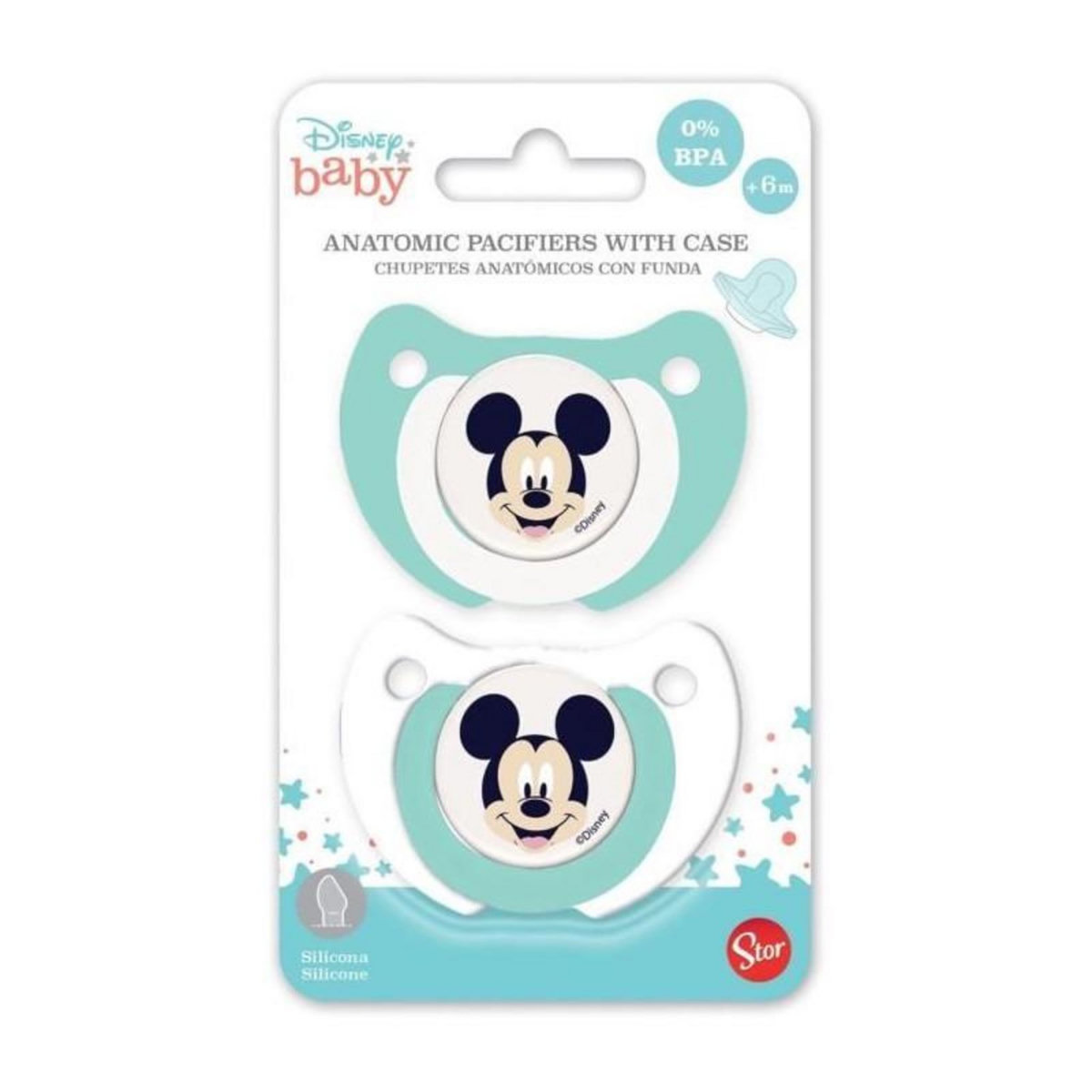STOR Lot de 2 sucettes anatomique Mickey Disney +6mois