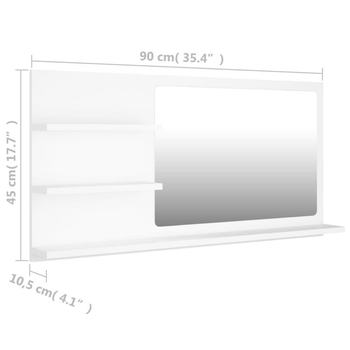 VIDAXL Miroir de salle de bain blanc 90x10,5x45 cm bois d'ingenierie