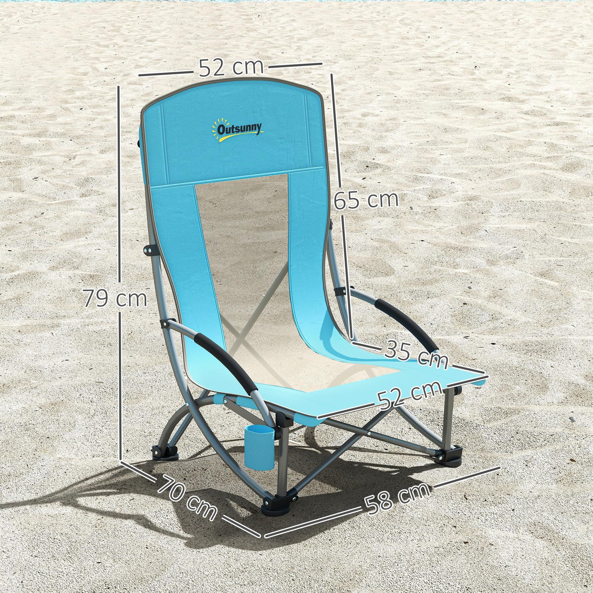 Voir la diapositive 3 : OUTSUNNY Lot de 2 chaises de plage pliantes - chaise de camping compacte légère poids net 2,7 Kg - métal polyester textilène bleu