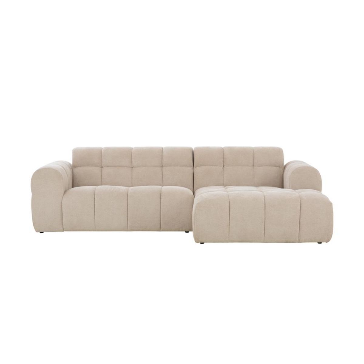 CONCEPT USINE Canapé d'angle 3 places nuage en velours beige SALFORD