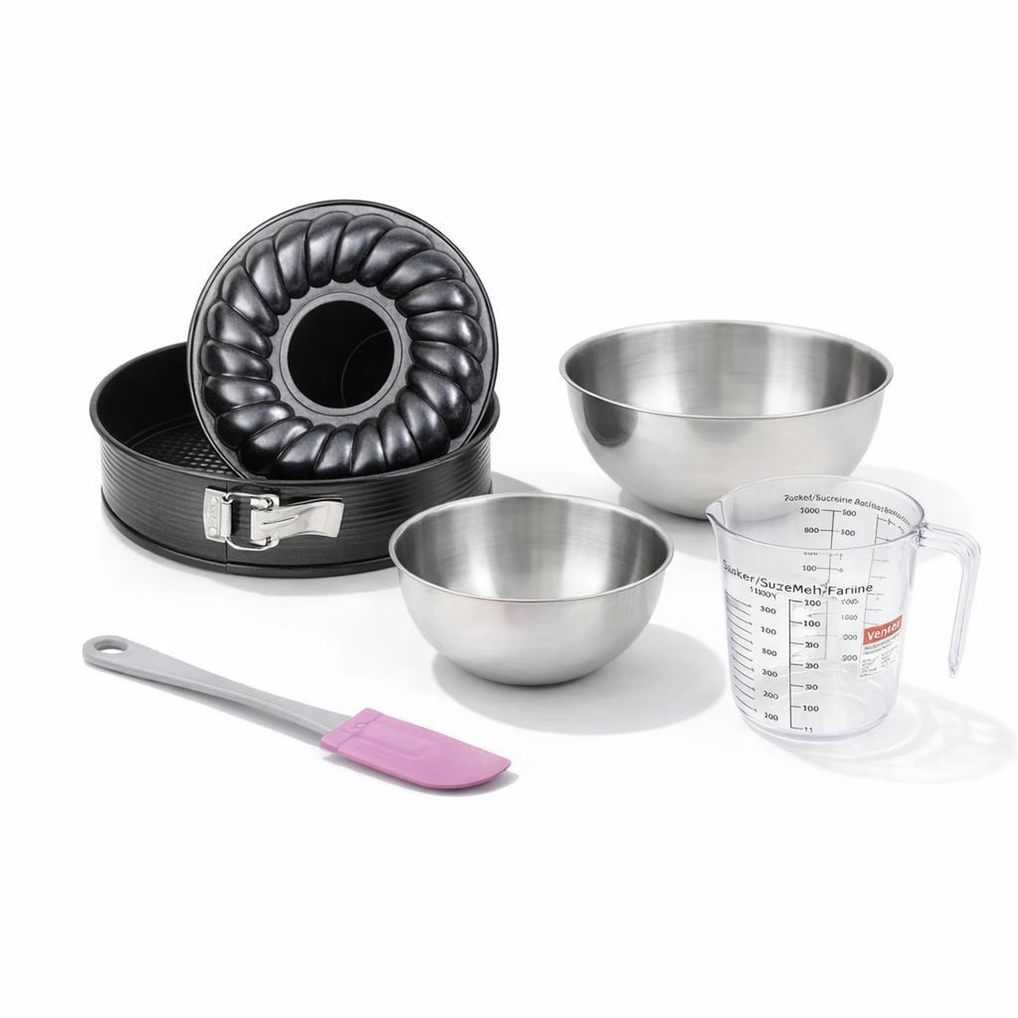 ZENKER Set de 5 ustensiles de pâtisserie moule à manqué bol spatule et verre doseur black metallic black mettallic zenker  black mettallic