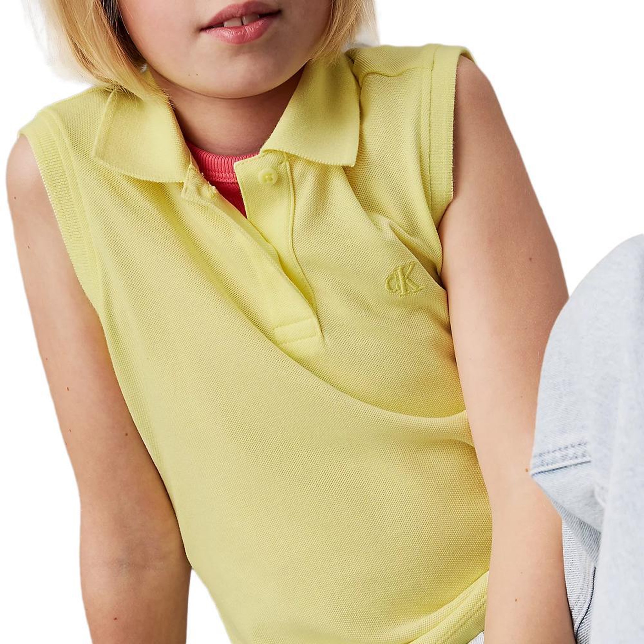Voir la diapositive 2 : CALVIN KLEIN JEANS Polo Jaune Fille Calvin Klein Jeans Sleeve