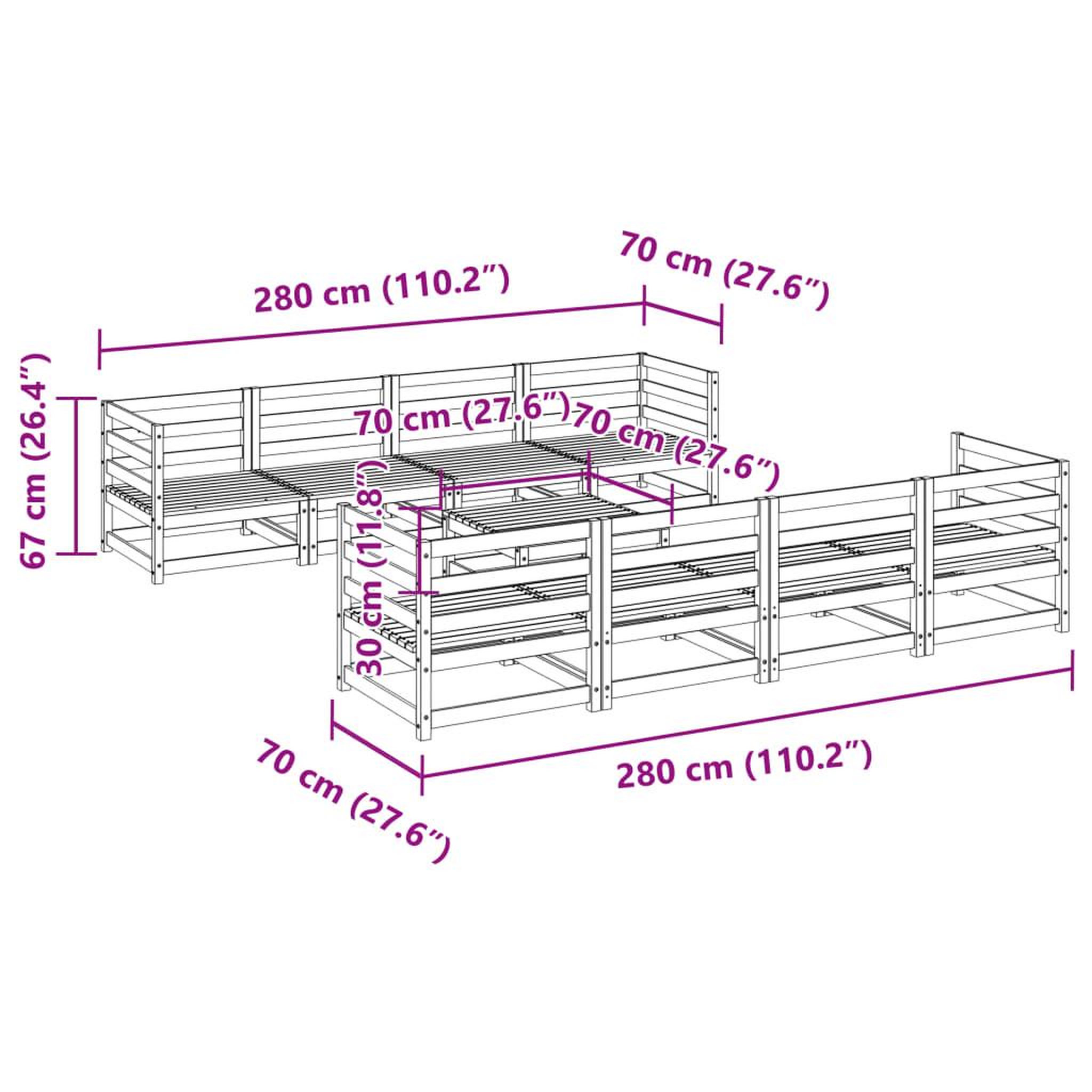 Voir la diapositive 6 : VIDAXL Salon de jardin 9 pcs bois de pin impregne