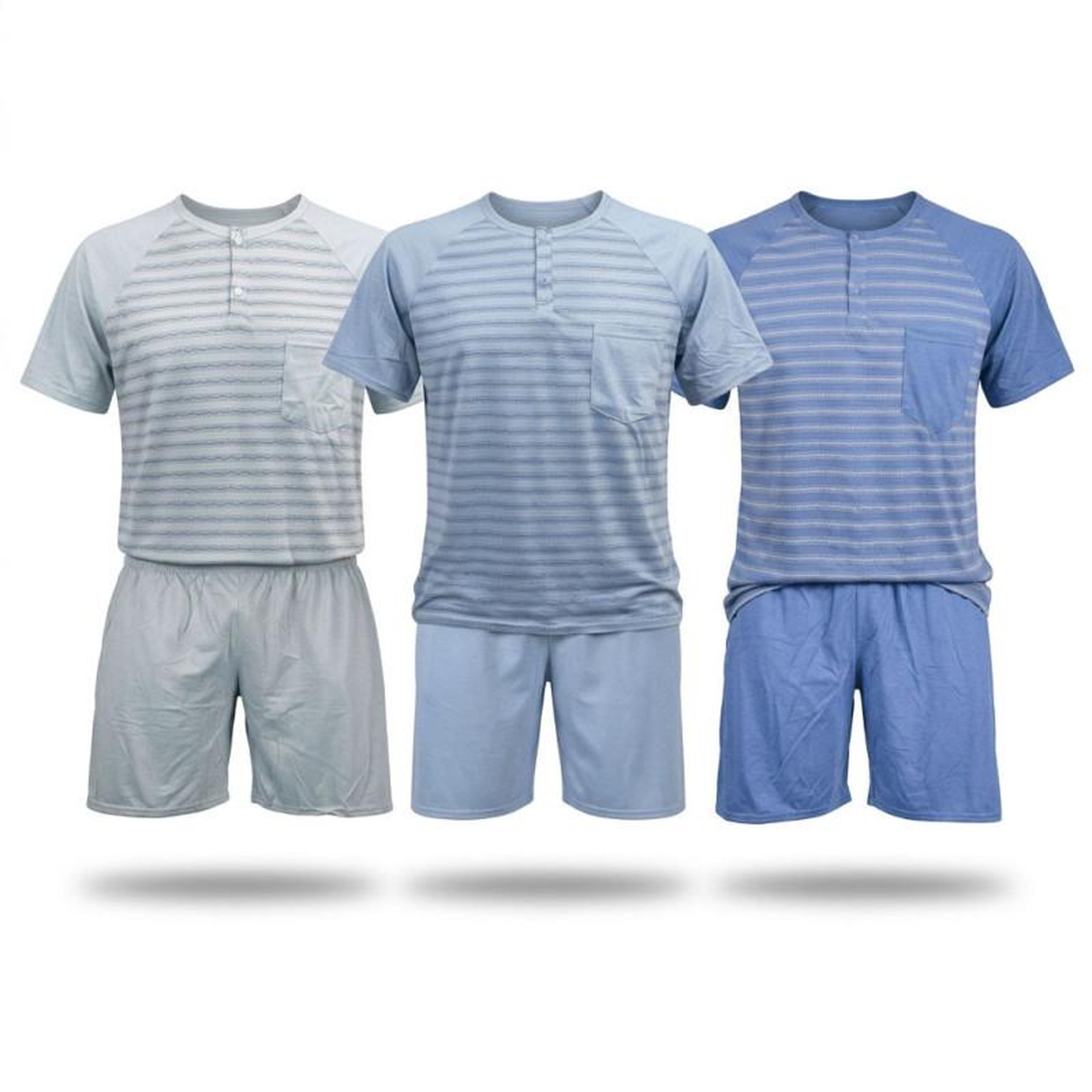 OZABI OZABI Ensemble Pyjama Pyjama Court Homme Coton. Coloris disponibles : Bleu, Vert