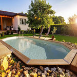 Ubbink Piscine bois Azura 6,10 x 4,00 x 1,20 m - Liner beige - Ubbink