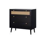 BEST MOBILIER Goto - commode - noir et cannage - 80 cm. Coloris disponibles : Noir