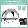 Voir la diapositive 5 : PAWHUT Lit chien sur pied avec voile ombrage - 106 x 76 x 94 cm - sac de transport - gris