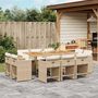 Voir la diapositive 1 : VIDAXL Ensemble a manger de jardin et coussins 11 pcs beige poly rotin